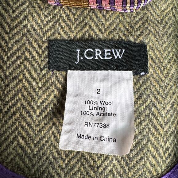 J.Crew Wool Herringbone Blazer Robert Noble Size 2  Fall Classic Preppy Work - Picture 7 of 9